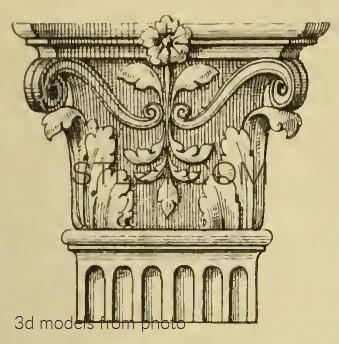 Капители и базы (CHAPITER_1227 -  | 3D model 3DSMAX / OBJ / STL) 3D модель для ЧПУ станка